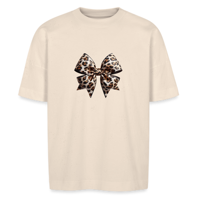 Leopard Print Bow Tee - Wild Elegance Collection - natural raw